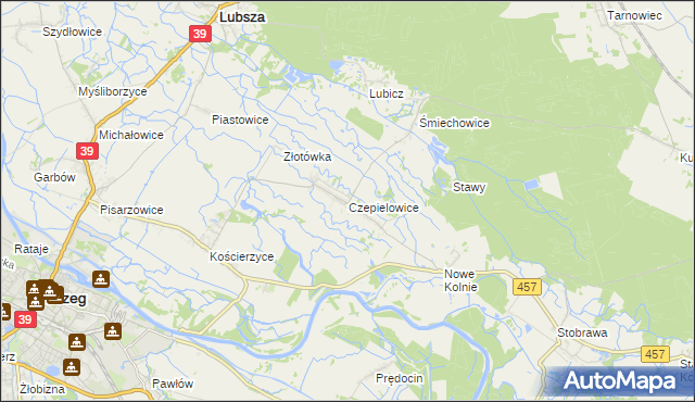 mapa Czepielowice, Czepielowice na mapie Targeo