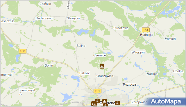 mapa Czernice gmina Choszczno, Czernice gmina Choszczno na mapie Targeo