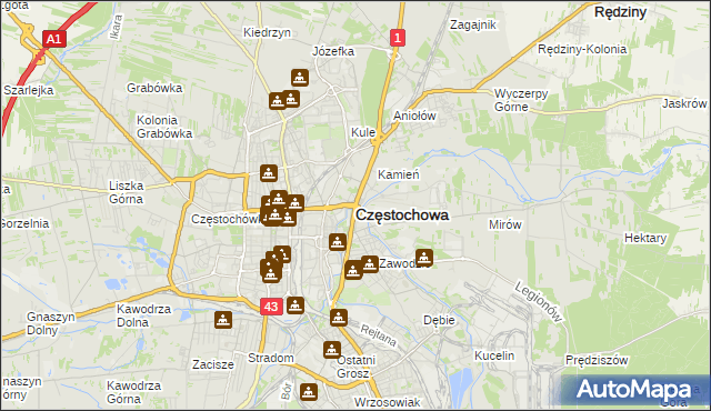 mapa Częstochowy, Częstochowa na mapie Targeo