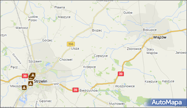 mapa Częszyce, Częszyce na mapie Targeo