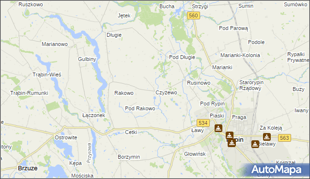 mapa Czyżewo gmina Rypin, Czyżewo gmina Rypin na mapie Targeo