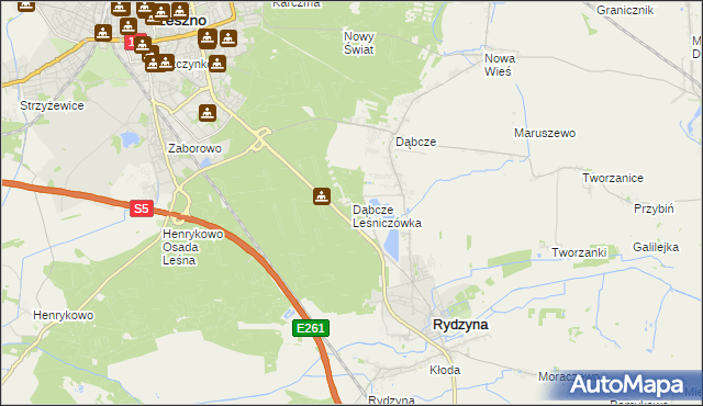 mapa Dąbcze Leśniczówka, Dąbcze Leśniczówka na mapie Targeo