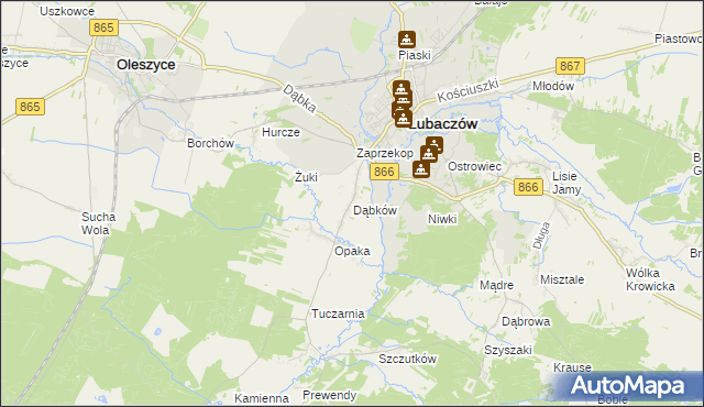 mapa Dąbków, Dąbków na mapie Targeo