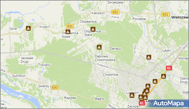 mapa Dąbrowa Chotomowska, Dąbrowa Chotomowska na mapie Targeo