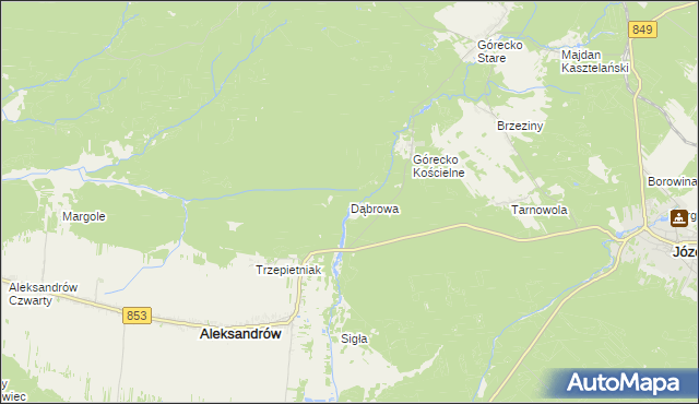mapa Dąbrowa gmina Aleksandrów, Dąbrowa gmina Aleksandrów na mapie Targeo