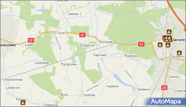 mapa Dąbrowa gmina Jarocin, Dąbrowa gmina Jarocin na mapie Targeo