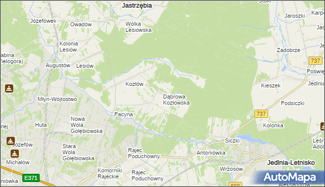 mapa Dąbrowa Kozłowska, Dąbrowa Kozłowska na mapie Targeo