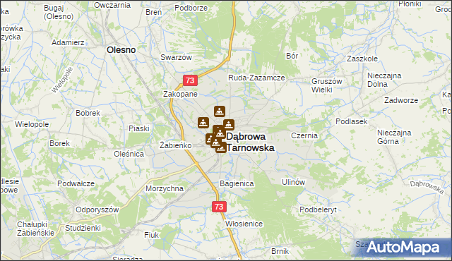 mapa Dąbrowa Tarnowska, Dąbrowa Tarnowska na mapie Targeo