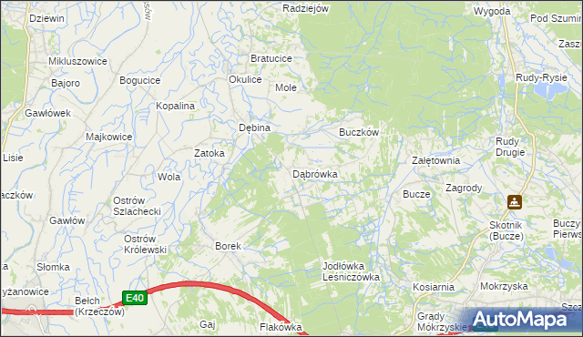 mapa Dąbrówka gmina Rzezawa, Dąbrówka gmina Rzezawa na mapie Targeo