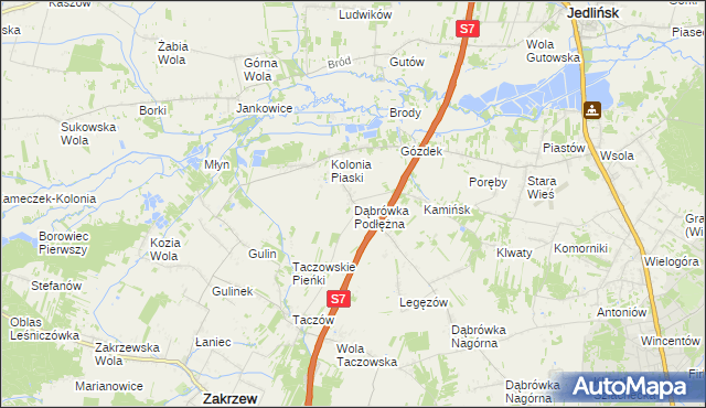 mapa Dąbrówka Podłężna, Dąbrówka Podłężna na mapie Targeo