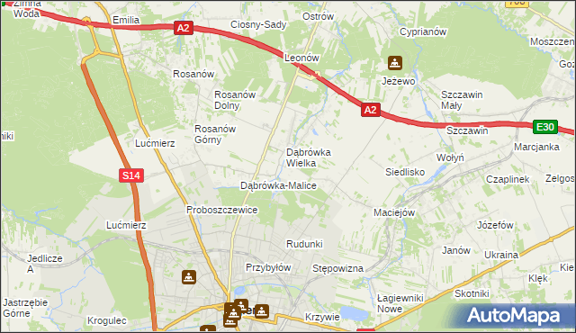 mapa Dąbrówka-Sowice, Dąbrówka-Sowice na mapie Targeo