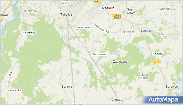 mapa Daniszewo gmina Rzekuń, Daniszewo gmina Rzekuń na mapie Targeo