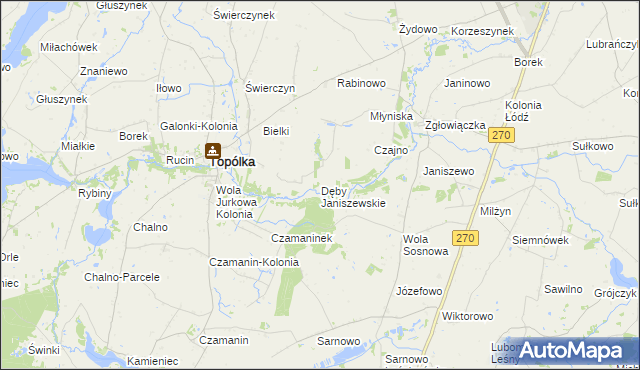 mapa Dęby Janiszewskie, Dęby Janiszewskie na mapie Targeo