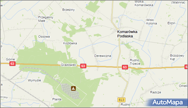 mapa Derewiczna, Derewiczna na mapie Targeo