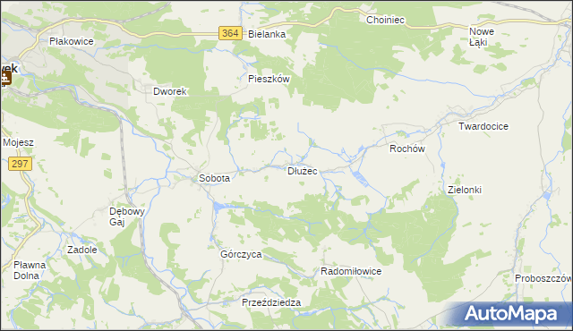 mapa Dłużec gmina Lwówek Śląski, Dłużec gmina Lwówek Śląski na mapie Targeo