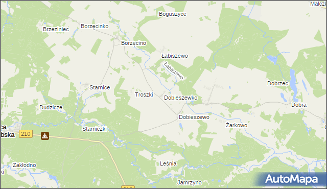 mapa Dobieszewko gmina Dębnica Kaszubska, Dobieszewko gmina Dębnica Kaszubska na mapie Targeo