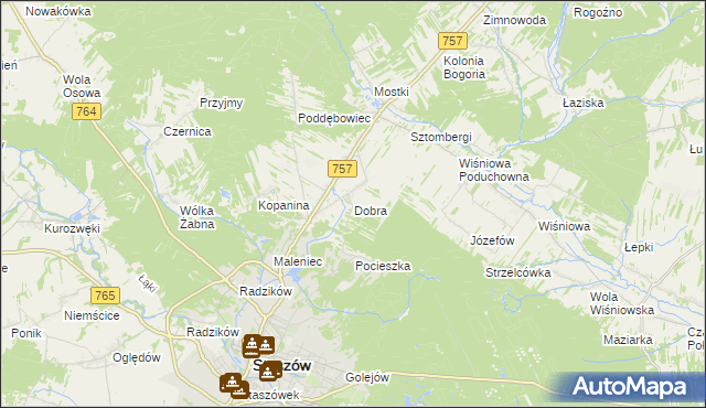 mapa Dobra gmina Staszów, Dobra gmina Staszów na mapie Targeo