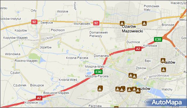 mapa Domaniew gmina Brwinów, Domaniew gmina Brwinów na mapie Targeo