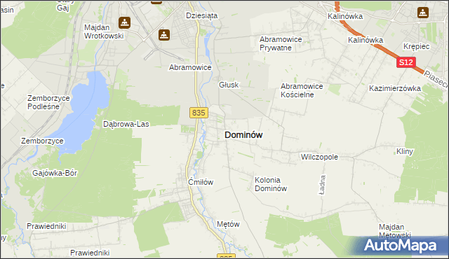 mapa Dominów gmina Głusk, Dominów gmina Głusk na mapie Targeo