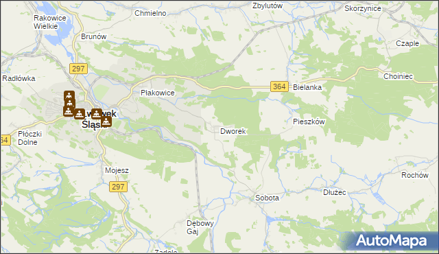 mapa Dworek gmina Lwówek Śląski, Dworek gmina Lwówek Śląski na mapie Targeo