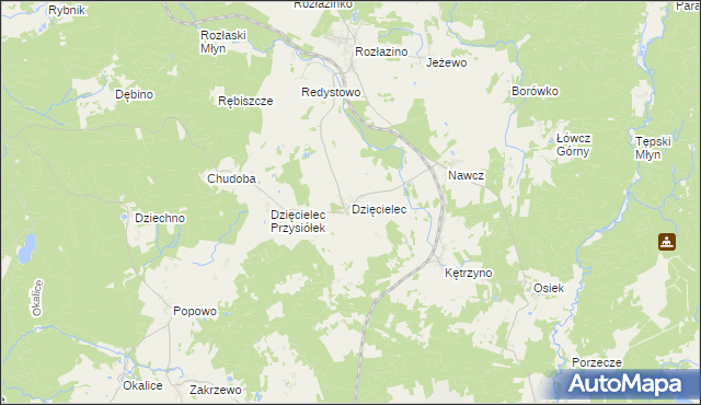 mapa Dzięcielec, Dzięcielec na mapie Targeo