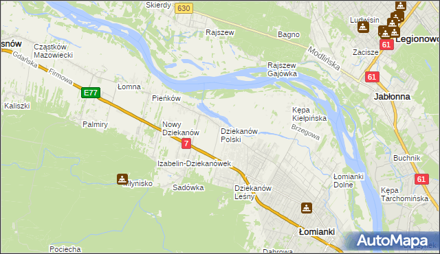 mapa Dziekanów Polski, Dziekanów Polski na mapie Targeo