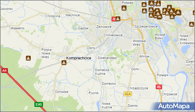 mapa Dziekaństwo, Dziekaństwo na mapie Targeo