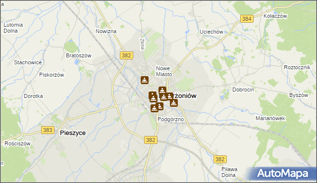mapa Dzierżoniów, Dzierżoniów na mapie Targeo