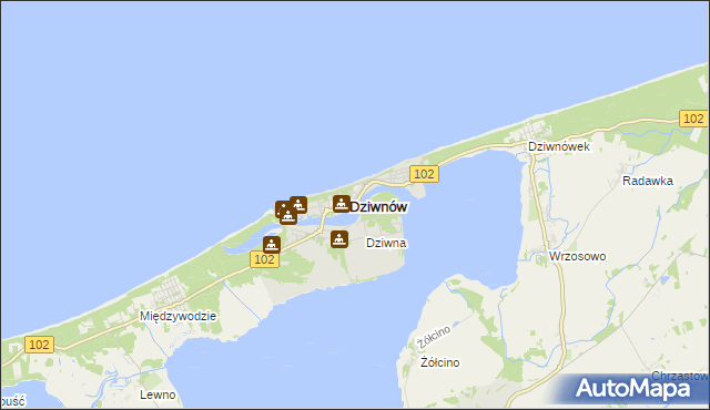 mapa Dziwnów, Dziwnów na mapie Targeo