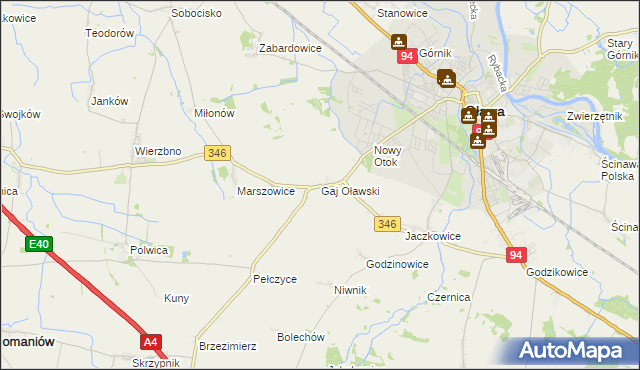 mapa Gaj Oławski, Gaj Oławski na mapie Targeo