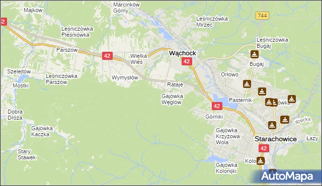 mapa Gajówka Węglów, Gajówka Węglów na mapie Targeo
