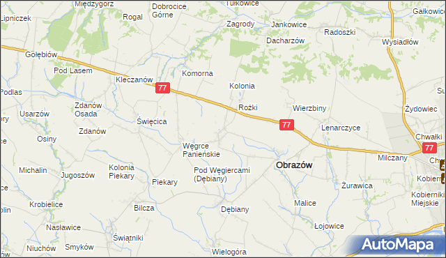 mapa Głazów gmina Obrazów, Głazów gmina Obrazów na mapie Targeo