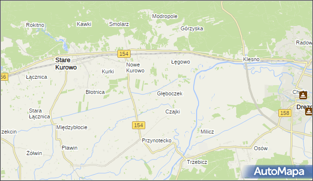mapa Głęboczek gmina Stare Kurowo, Głęboczek gmina Stare Kurowo na mapie Targeo