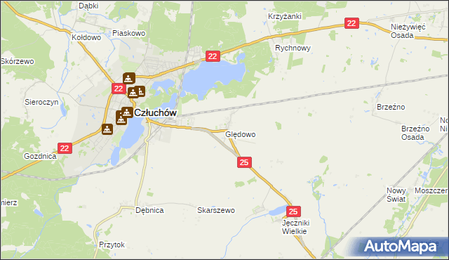 mapa Ględowo, Ględowo na mapie Targeo