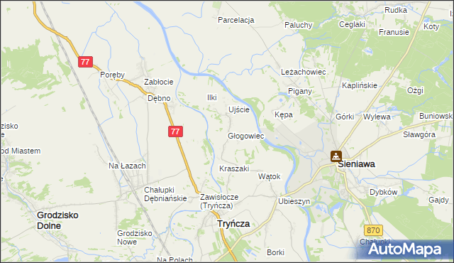 mapa Głogowiec gmina Tryńcza, Głogowiec gmina Tryńcza na mapie Targeo