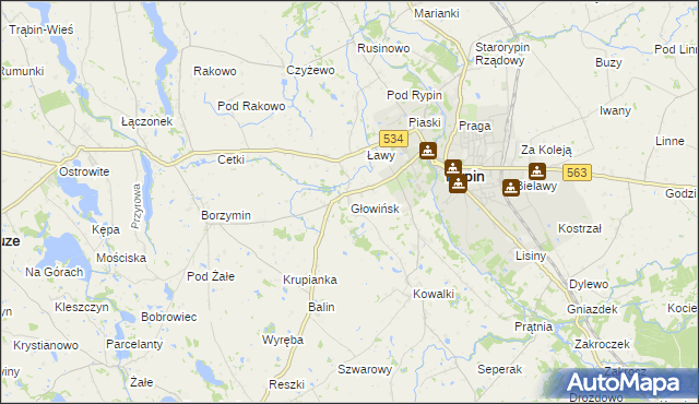 mapa Głowińsk, Głowińsk na mapie Targeo