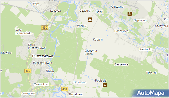 mapa Głuszyna Leśna, Głuszyna Leśna na mapie Targeo