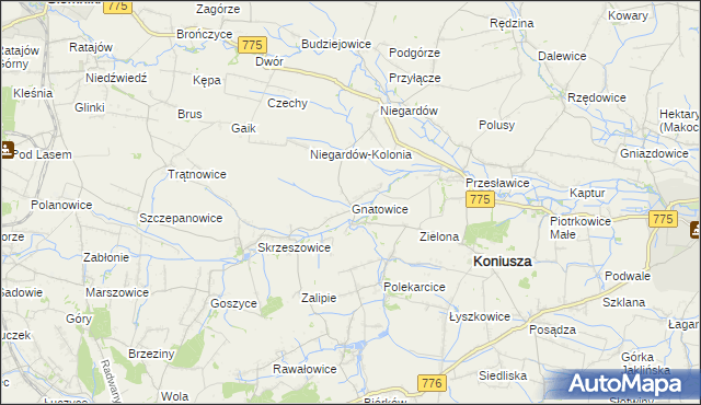 mapa Gnatowice, Gnatowice na mapie Targeo