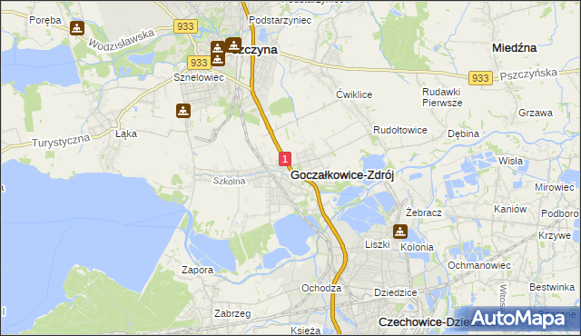 mapa Goczałkowice-Zdrój, Goczałkowice-Zdrój na mapie Targeo