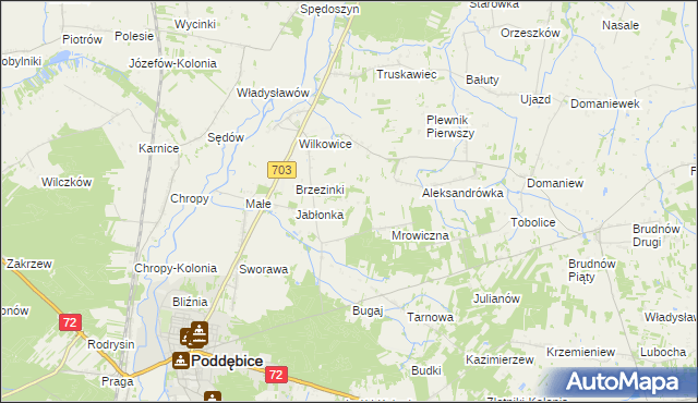 mapa Golice gmina Poddębice, Golice gmina Poddębice na mapie Targeo