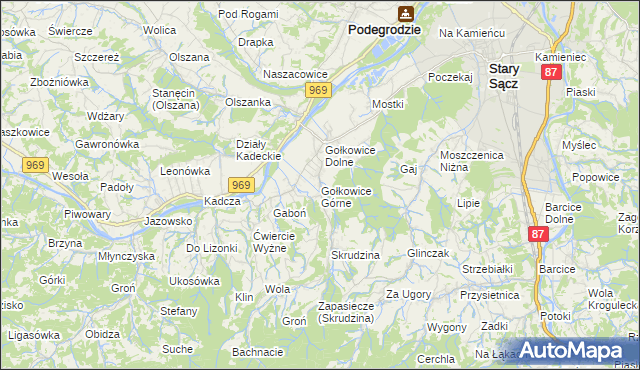 mapa Gołkowice Górne, Gołkowice Górne na mapie Targeo