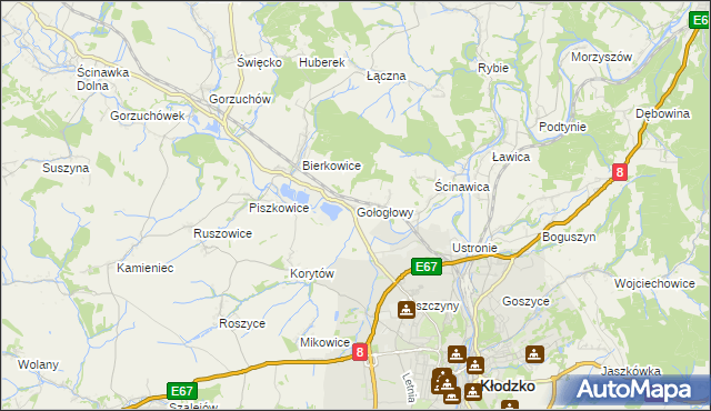 mapa Gołogłowy, Gołogłowy na mapie Targeo