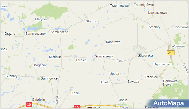 mapa Goncarzewy, Goncarzewy na mapie Targeo