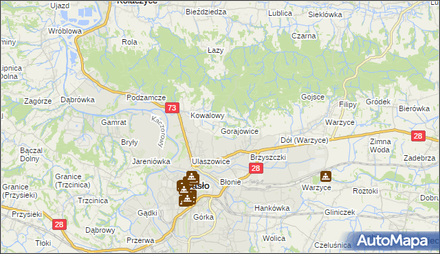 mapa Gorajowice, Gorajowice na mapie Targeo