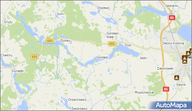 mapa Gordejki, Gordejki na mapie Targeo