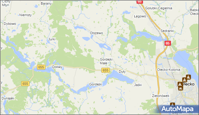 mapa Gordejki Małe, Gordejki Małe na mapie Targeo