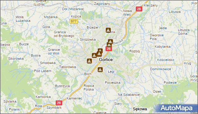 mapa Gorlic, Gorlice na mapie Targeo