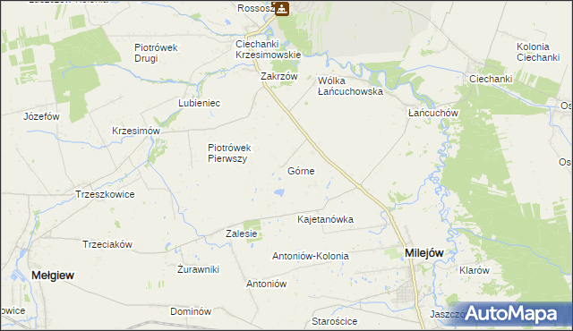 mapa Górne gmina Milejów, Górne gmina Milejów na mapie Targeo