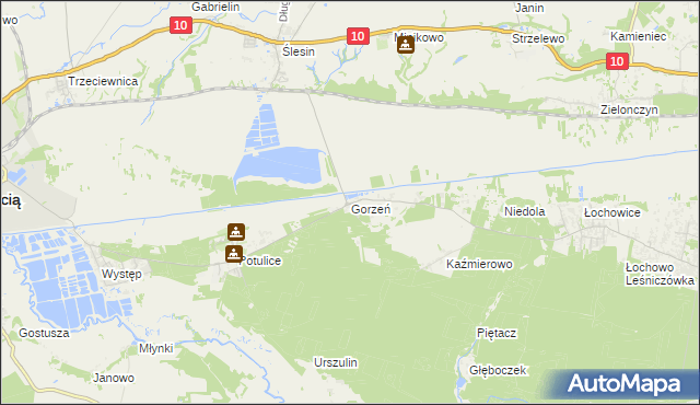 mapa Gorzeń gmina Nakło nad Notecią, Gorzeń gmina Nakło nad Notecią na mapie Targeo
