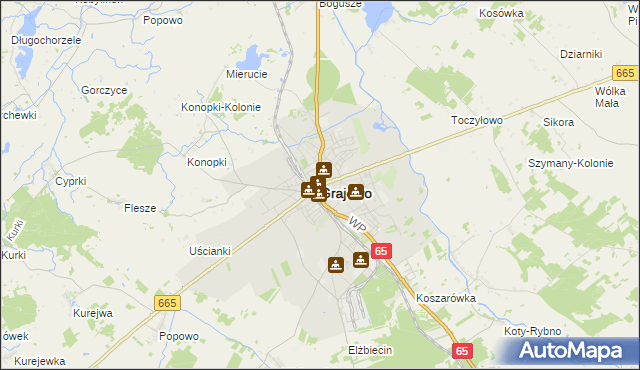 mapa Grajewo, Grajewo na mapie Targeo